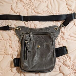 Leather Hip And Thigh Waist Pack Gray